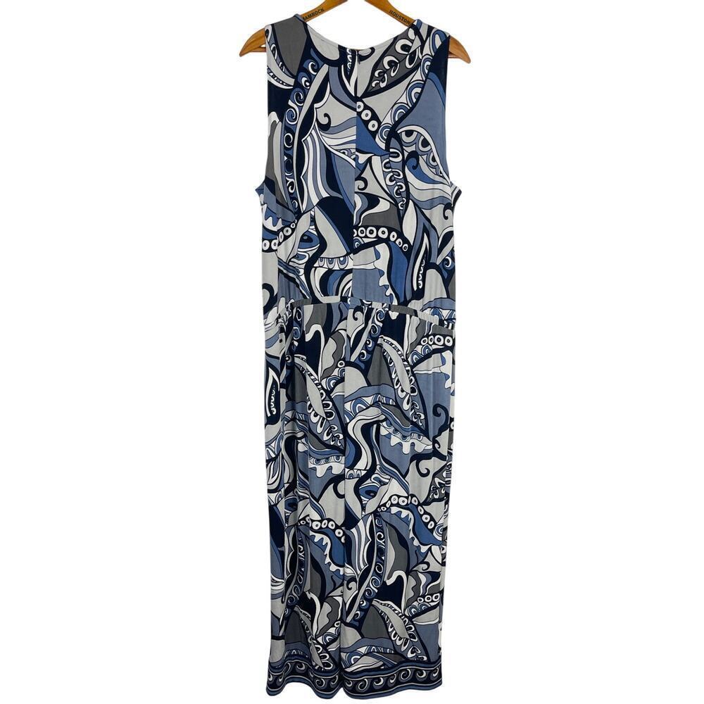 Chico’s Travelers Classic Crop Blue Grey Black Paisley Jumpsuit size 3 US 16 18 - Picture 3 of 12